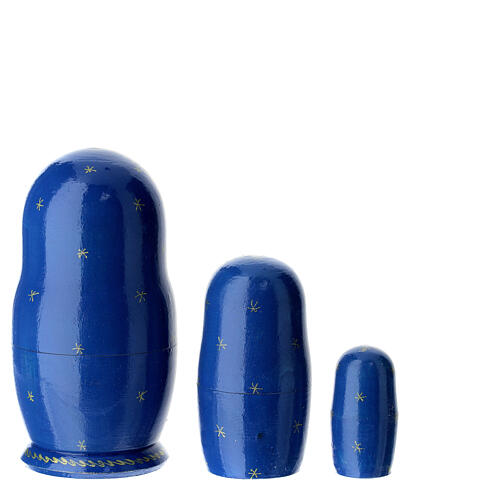 Matrioshka azul Natividade 10 cm pindata à mão 3