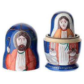 Matryoshka Nativity Holy Family, blue 10 cm