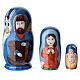 Blue Russian doll with Nativity, Florence, set of 3, 4 in s1