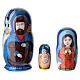 Blue Russian doll with Nativity, Florence, set of 3, 4 in s3