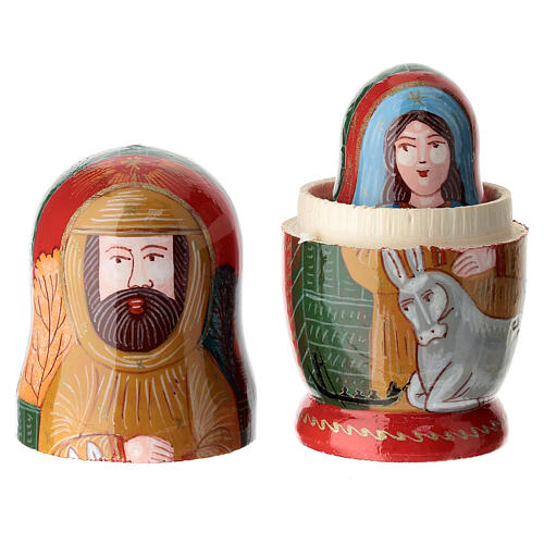 Red matryoshka doll, set of 3, Venise, 4 in 2