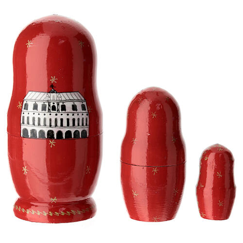Red matryoshka doll, set of 3, Venise, 4 in 3