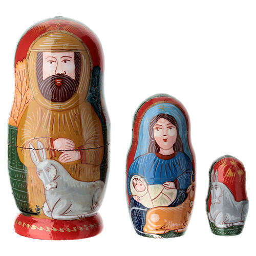 Matryoshka Holy Family red 3 dolls 10 cm Venice 1
