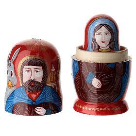 Red Russian doll with Nativity, Florence, set of 3, 4 in