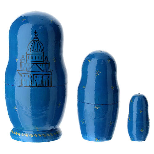 Matrjoschka blau Rom 3 Puppen, 10 cm 4
