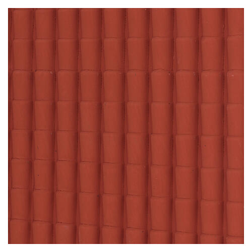 Tejado con teja de color rojo en miniatura para Belén 2