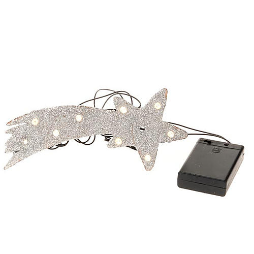 Nativity scene accessory, LED battery silver comet star 3