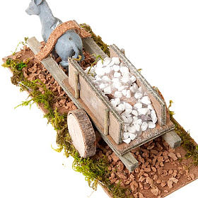 Animali presepe: Asinello con carretto carico di pietre bianche presepe 8 cm Animali presepe: Asinello con carretto carico di pietre bianche presepe 8 cm