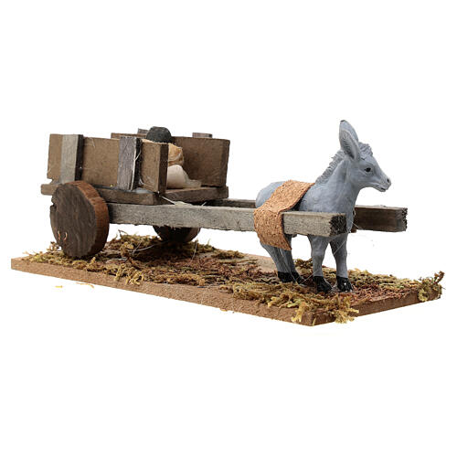 Donkey with cart carrying stones, Nativity Scene 8cm 3