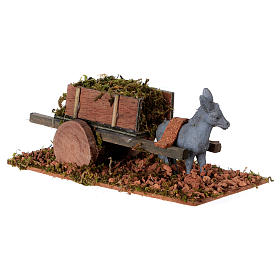 Donkey with cart and grass, Nativity Scene 8cm