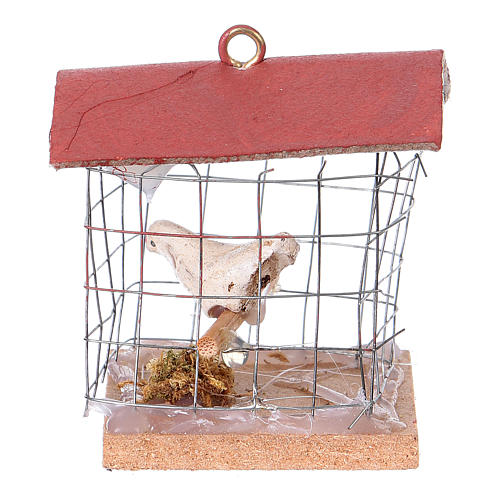 Nativity figurine, cage with bird, 10cm 3