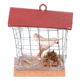 Cage avec oiseau, pour crèche 10cm