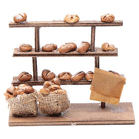Mesa con pan para el belén madera y terracota