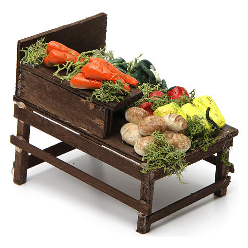 Lada drewniana z warzywami z terakoty do szopki 3