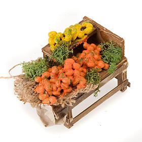 Presepe Napoletano: Banchetto legno agrumi terracotta presepe