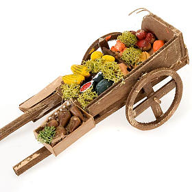 Belén napolitano: Carreta de madera con frutas y verduras para el pesebre Belén napolitano: Carreta de madera con frutas y verduras para el pesebre