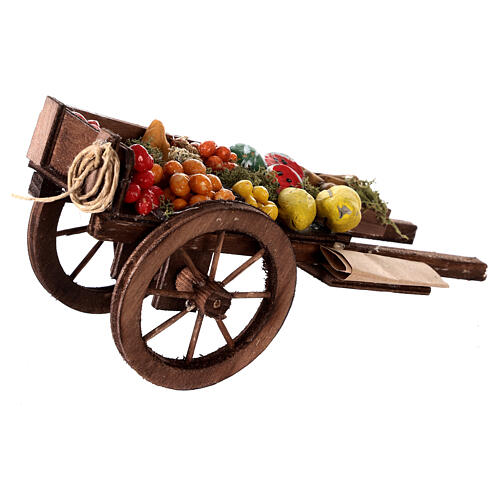 Wóz drewniany owoce i warzywa z terakoty do szopki 3