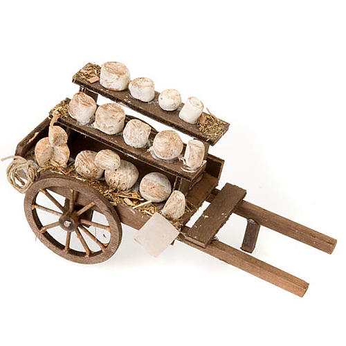 Neapolitan set accessory handcart wood with cheeses terracotta 1