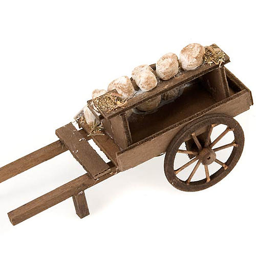 Carrinho madeira queijo terracota presépio 3
