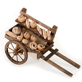 Neapolitan set accessory handcart wood with bread terracotta