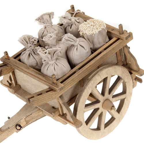Nativity scene accessory, wooden cart, 12x15 cm 2