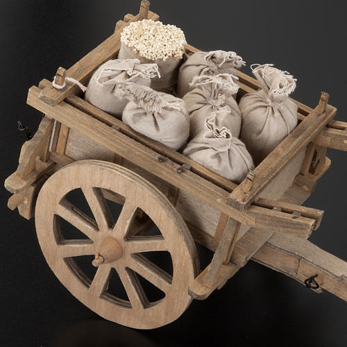 Nativity scene accessory, wooden cart, 12x15 cm 3