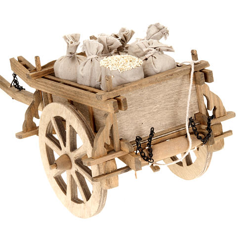 Nativity scene accessory, wooden cart, 12x15 cm 4