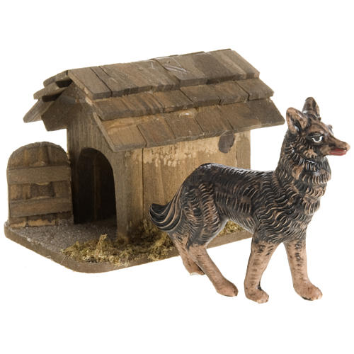 Bergerie Avec Chien Pour Crèche De Noël - 9x19x14 Cm, Bois, Paille, Mousse - Fabriqué En Italie, Décor Traditionnel