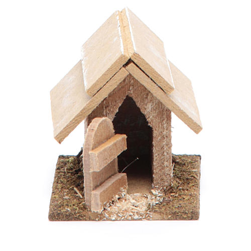 Nativity scene, dog house in wood 10cm 1