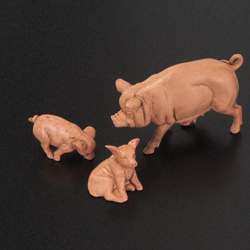 Nativity scene figurines, pigs family 10cm, 6 pieces 2