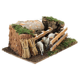 Nativity scene, sheepfold in wood and cork