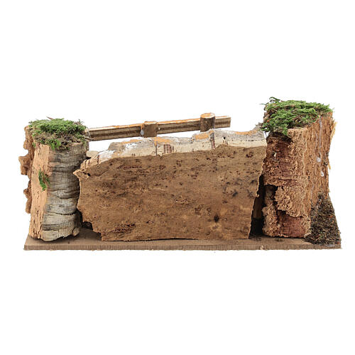Ovile pecore legno e sughero presepe 10 cm 4