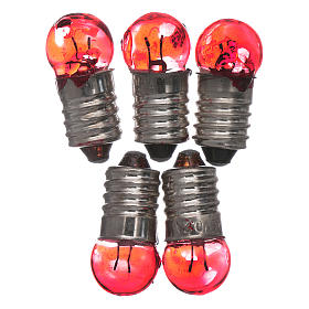 Light bulb, red, E10, 5 pieces, 3,5-4,5v.