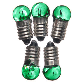 Glühbirne E10 grün 5 Stk. 3,5-4,5v.