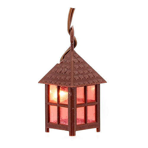 Nativity accessory, plastic lamp with red light, 4cm. 1