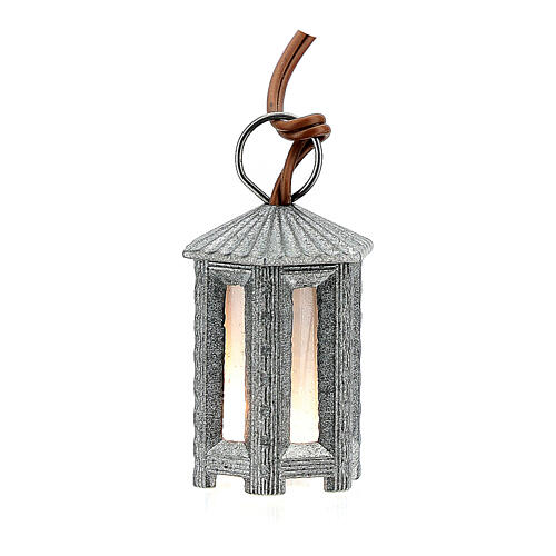 Nativity accessory, metal hexagonal lamp with white light, 3.5cm 1