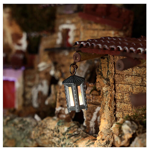 Nativity accessory, metal hexagonal lamp with white light, 3.5cm 2