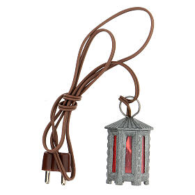 Nativity accessory, metal hexagonal lamp with red light, 3.5cm