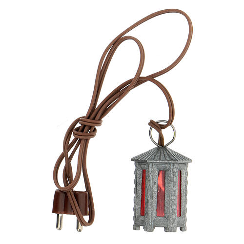 Nativity accessory, metal hexagonal lamp with red light, 3.5cm 2