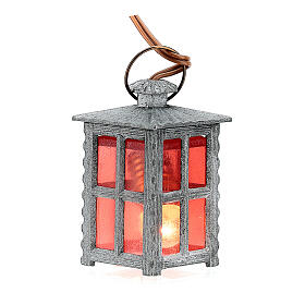 Nativity accessory, metal lamp with red light, 4cm