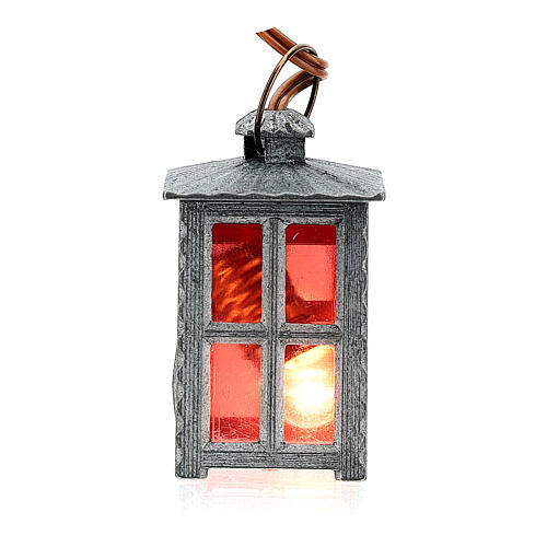 Nativity accessory, metal lamp with red light, 4cm 3