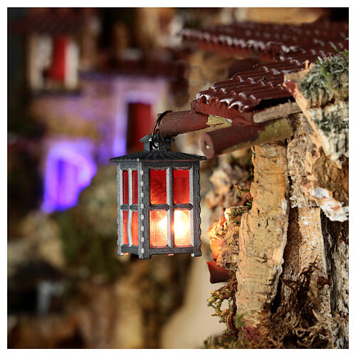 Nativity accessory, metal lamp with red light, 4cm 2