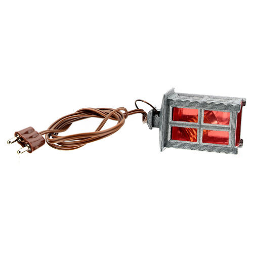 Nativity accessory, metal lamp with red light, 4cm 4