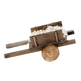 Nativity scene accessory, wooden cart with stones