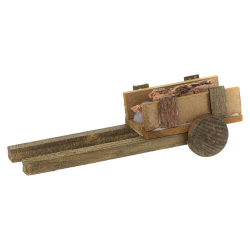 Nativity scene accessory, cart with logs 1