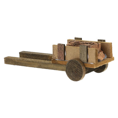 Nativity scene accessory, cart with logs 2