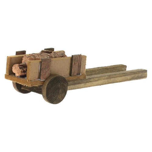 Nativity scene accessory, cart with logs 3