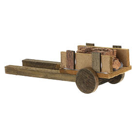 Nativity scene accessory, cart with logs