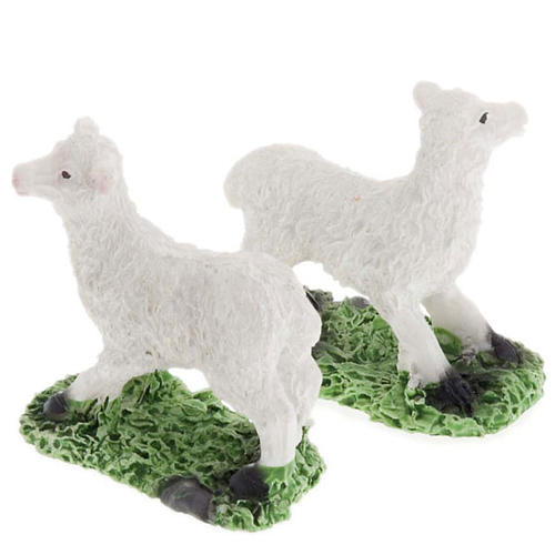 Nativity scene figurines 10cm, sheep in resin, 2 pieces 2