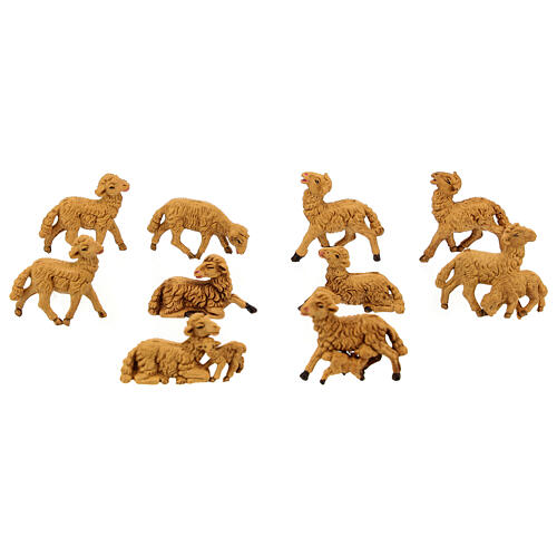 Nativity scene figurines, brown sheep 10 pieces 8 cm 1